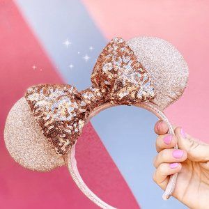 Disney Rose Gold Minnie Ears Headband NWT